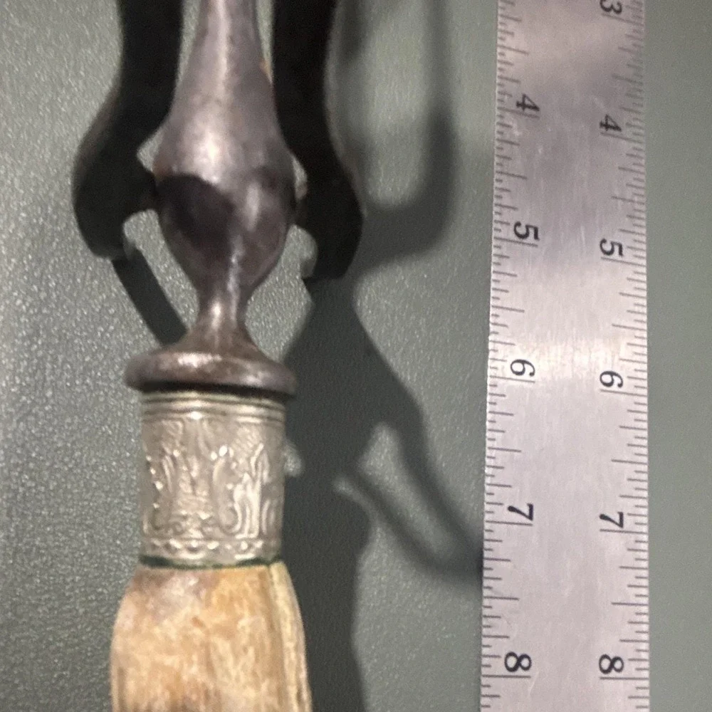 Antique Stag Horn Handle Meat Carving Fork Vintage Victorian Steel 11